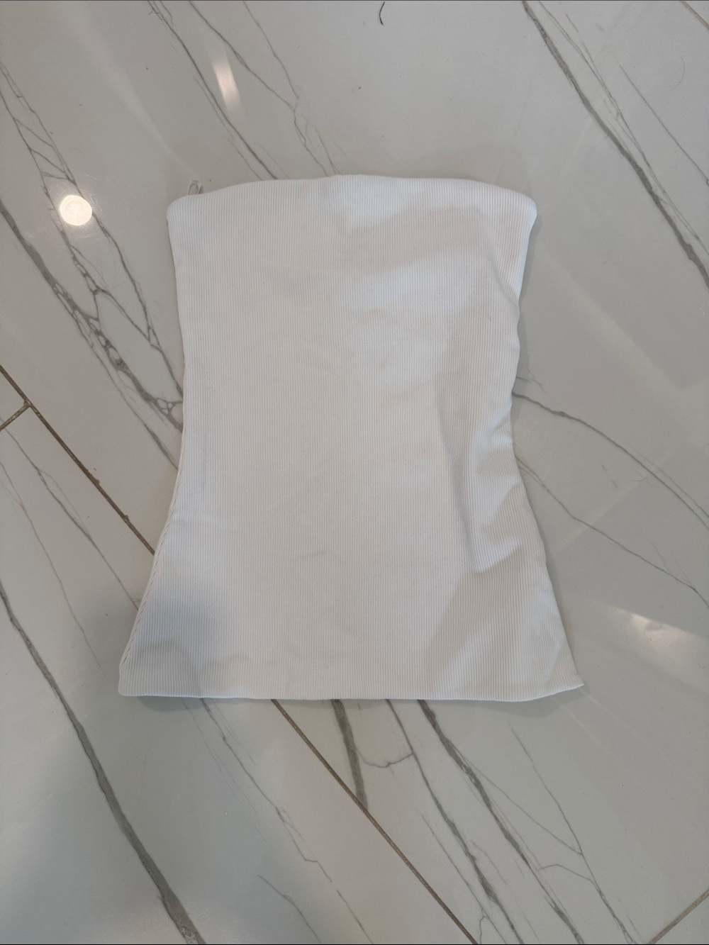 Aritzia White Ribbed Strapless Tube Camisole
